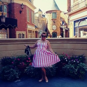 Pink and white striped dress
